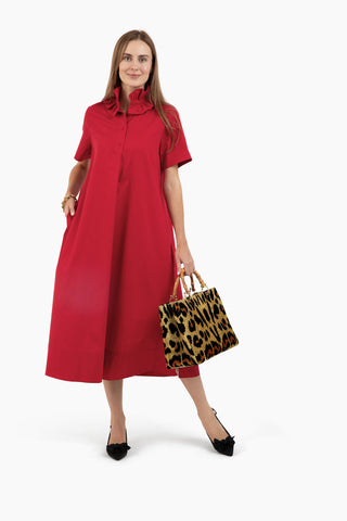 Weekender Ruffle Caftan - Crimson Red