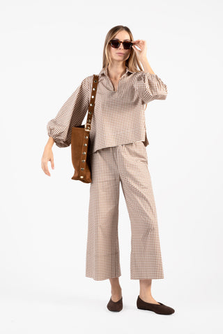Take Pause Top - Gingham Tudor Brown