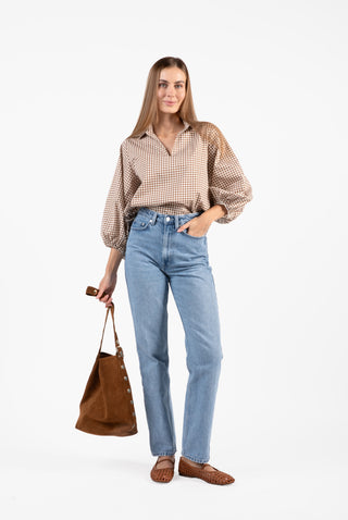 Take Pause Top - Gingham Tudor Brown