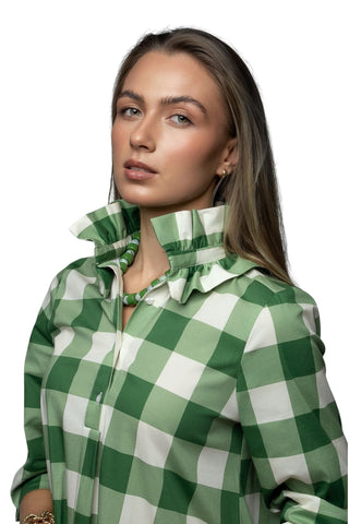 Weekender Ruffle Caftan Dress - Hampton Check