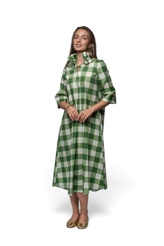 Weekender Ruffle Caftan Dress - Hampton Check