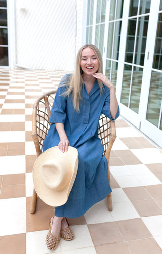 Weekender Belted Caftan - Chambray