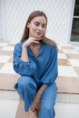 Take Pause Pant Set - Chambray