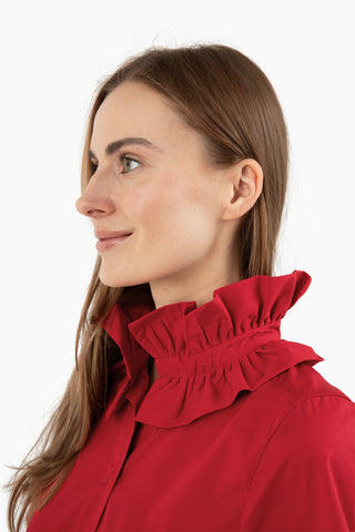 Weekender Ruffle Caftan - Crimson Red
