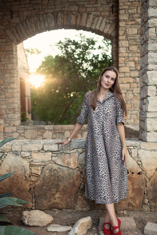Weekender Caftan Dress - Khaki Leopard