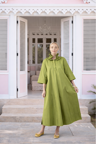 Weekender Ruffle Caftan - Wasabi