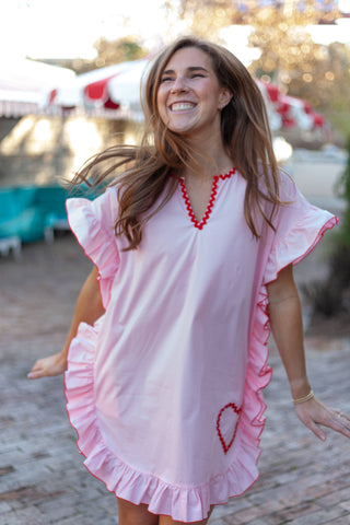 Pajama Party Short Night Gown - Pink Petal Heart