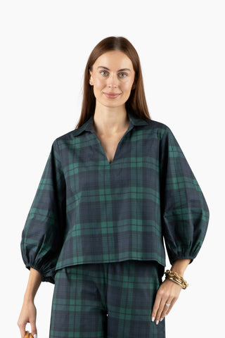Take Pause Top - Black Watch Plaid