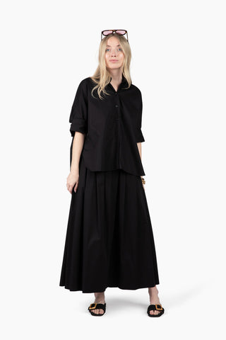 Take Pause Poplin Maxi Skirt - Midnight
