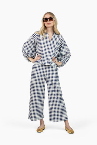 Take Pause Full-Length Set - Navy Gingham