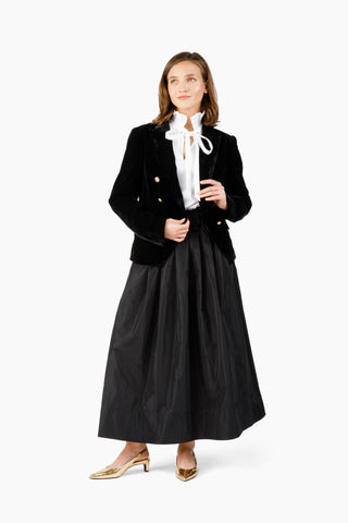 Take Pause Belted Taffeta Skirt - Black