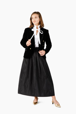 Take Pause Belted Taffeta Skirt - Black