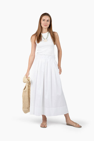 white cotton maxi poplin skirt