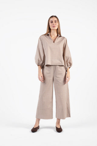 Take Pause Top - Gingham Tudor Brown