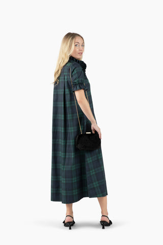 Weekender Mini Ruffle Caftan Dress - Black Watch Plaid