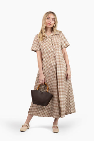 Weekender Caftan Dress - Gingham Tudor Brown