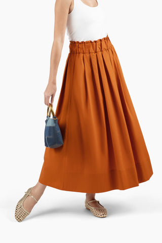 Take Pause Maxi Poplin Skirt - Texas Orange