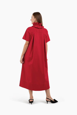 Weekender Ruffle Caftan - Crimson Red