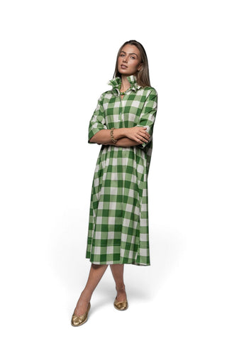 Weekender Ruffle Caftan Dress - Hampton Check