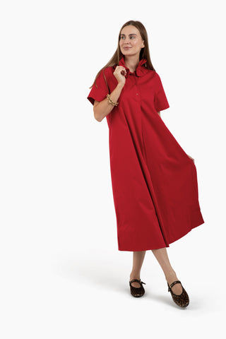 Weekender Ruffle Caftan - Crimson Red