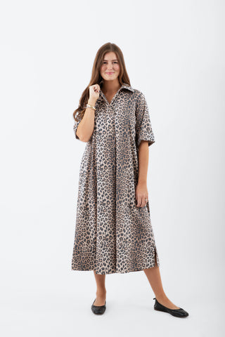 Weekender Caftan Dress - Khaki Leopard