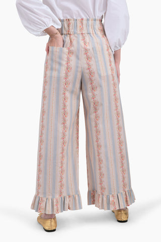 Lady Bird Ruffle Pant - Georgette Stripe