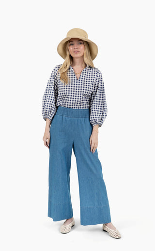 Take Pause Full-Length Set - Navy Gingham