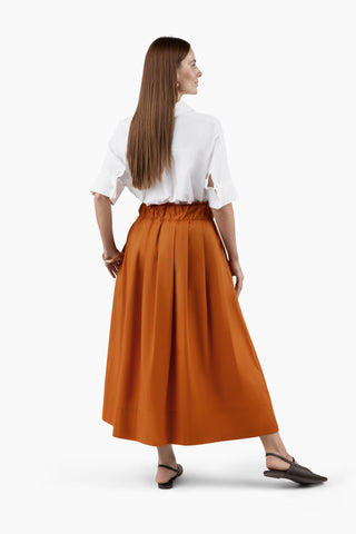 Take Pause Maxi Poplin Skirt - Texas Orange