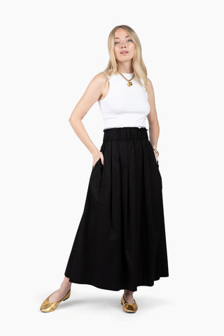 Take Pause Poplin Maxi Skirt - Midnight