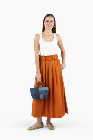 Take Pause Maxi Poplin Skirt - Texas Orange
