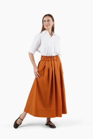 Take Pause Maxi Poplin Skirt - Texas Orange