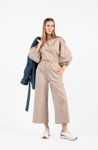 Take Pause Lounge Pant - Gingham Tudor Brown