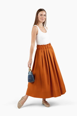 Take Pause Maxi Poplin Skirt - Texas Orange