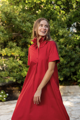 Weekender Ruffle Caftan - Crimson Red